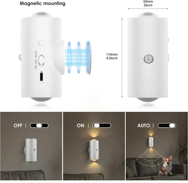 Smart Rechargeable Motion Sensor LED Night Light β RGB Ambient Wall Lamp
