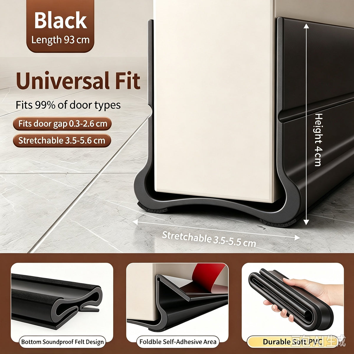 πͺ Triple-Seal Under Door Draft Stopper β Noise Reduction, Weather Protection & Energy-Saving Seal