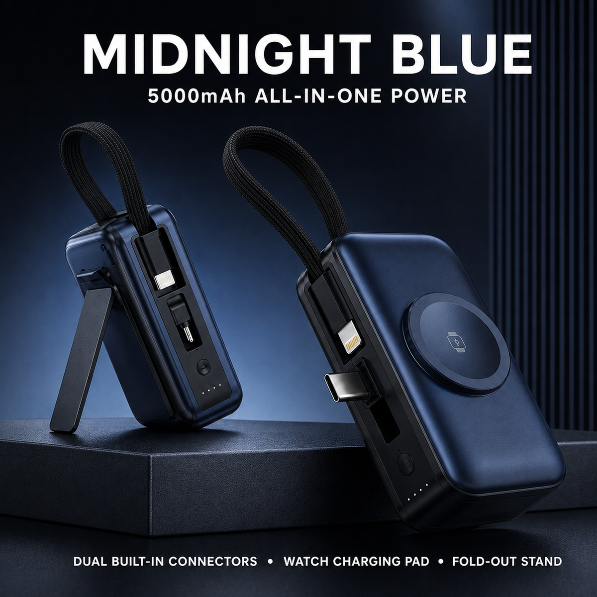 π 3-in-1 Mini Power Bank β Phone Charger, Watch Charger & Foldable Stand