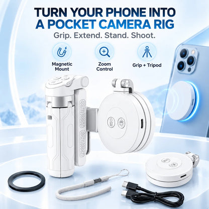 📸 Zoomable Magnetic Palm Grip | Selfie Stick & Tripod