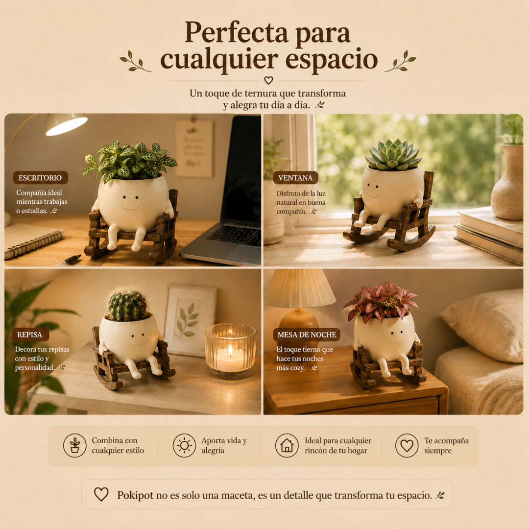 🍀Pokipot™ Maceta Feliz,Maceta con forma de carita sonriente, linda y perezosa🪴