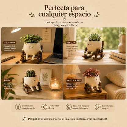 🍀Pokipot™ Maceta Feliz,Maceta con forma de carita sonriente, linda y perezosa🪴