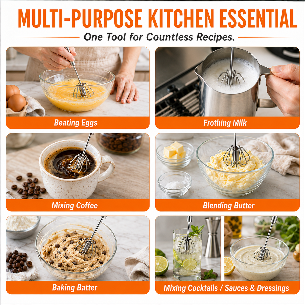 🥄✨ Stainless Steel Hand-Push Rotary Whisk – Effortless Mixing in Seconds!