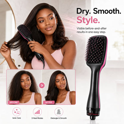One-Step Hair Dryer and Styler, All-in-One Hair Brush Straightener for Salon-Quality Smooth & Straight Styles