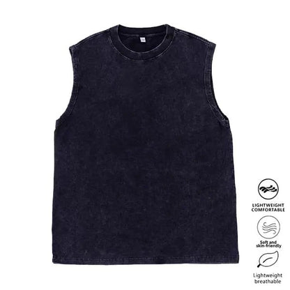 ⚡Hot Sales 49% OFF🔥Cotton Workout Tank Tops Sleeveless Acid Wash Tshirts Cut Off Muscle Shirts Loose Fit Running Gym Tees