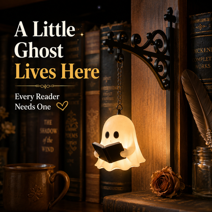 👻 Bookshelf Ghost Lantern Light – Cozy Reading Decor for Book Lovers