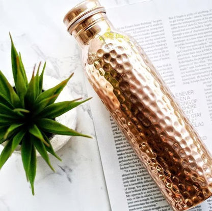 🔥100 % Copper✨ Handmade Polished Pure Copper Ayurvedic Water Bottle (Free Cup Brush)