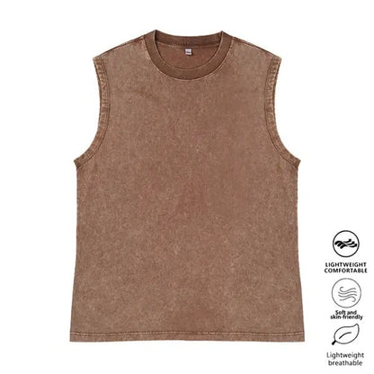 ⚡Hot Sales 49% OFF🔥Cotton Workout Tank Tops Sleeveless Acid Wash Tshirts Cut Off Muscle Shirts Loose Fit Running Gym Tees
