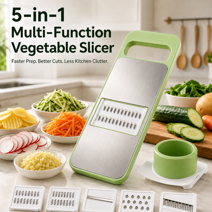 🔥LAST DAY 49% OFF🥕 5-in-1 Vegetable Slicer & Mandoline – Slice, Shred & Prep with Ease🔪