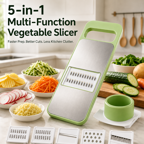 🔥LAST DAY 49% OFF🥕 5-in-1 Vegetable Slicer & Mandoline – Slice, Shred & Prep with Ease🔪