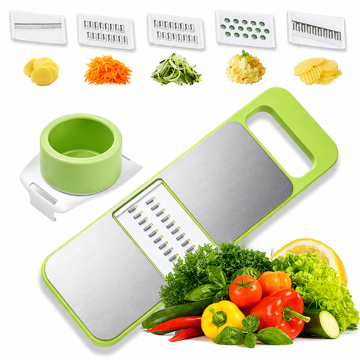 🔥LAST DAY 49% OFF🥕 5-in-1 Vegetable Slicer & Mandoline – Slice, Shred & Prep with Ease🔪