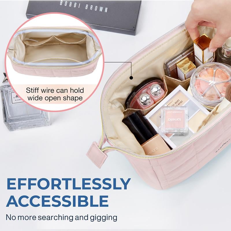 ⚡Hot Sales 49% OFF🔥Wide-Opening Quilted Cosmetic Bag – Multi-Pocket Makeup & Toiletry Organizer for Home and Travel