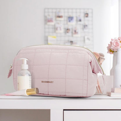 ⚡Hot Sales 49% OFF🔥Wide-Opening Quilted Cosmetic Bag – Multi-Pocket Makeup & Toiletry Organizer for Home and Travel