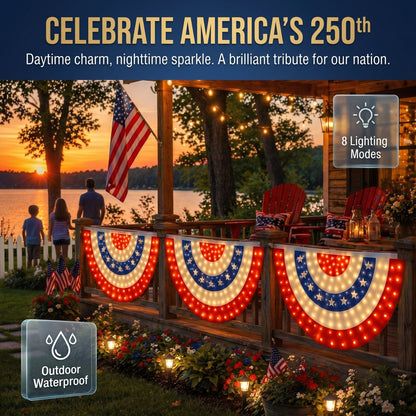 🏆Flash Sale-49% OFF⚡ 50K+ SOLD! 3 x 6 Ft LED Patriotic Bunting Banner for America’s 250th