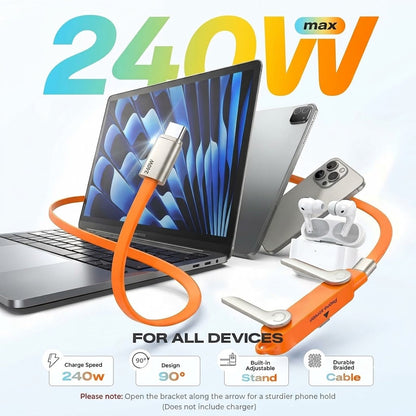 Fast-Charging Cable with Detatchable Stand | USB-C & Lightning