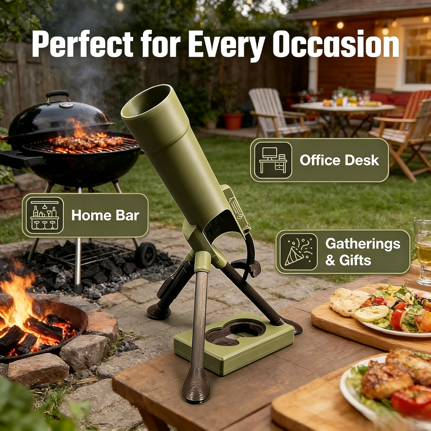 🚀 Beer Bottle Mortar Bottle Opener 🍻🔥Novelty Cap-Launching Desk & Bar Accessory