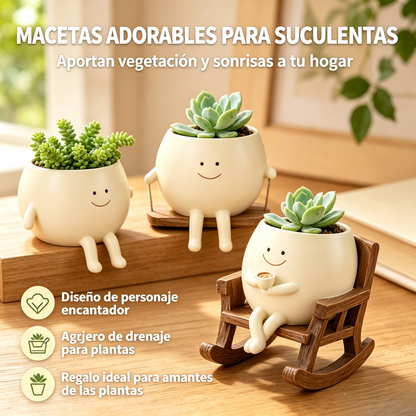 🍀Pokipot™ Maceta Feliz,Maceta con forma de carita sonriente, linda y perezosa🪴