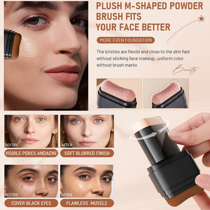 🎨 Dual-ended foundation and concealer stick ✨ Built-in dual-ended brush, moisturizing and lightweight
