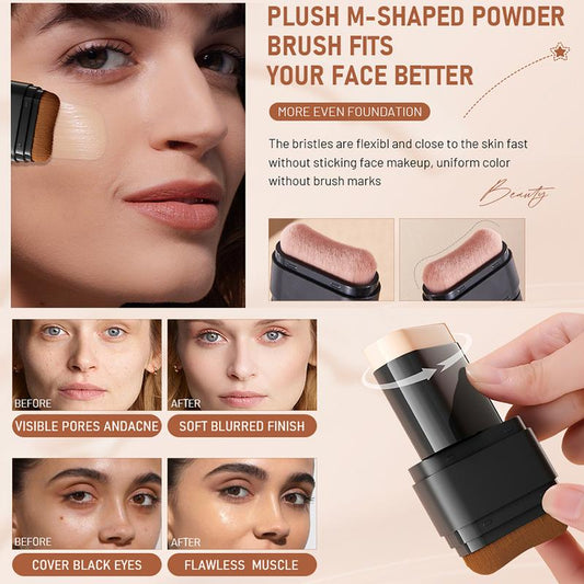 🎨 Dual-ended foundation and concealer stick ✨ Built-in dual-ended brush, moisturizing and lightweight
