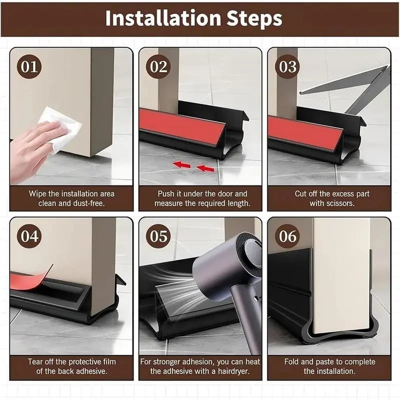 🚪 Triple-Seal Under Door Draft Stopper – Noise Reduction, Weather Protection & Energy-Saving Seal