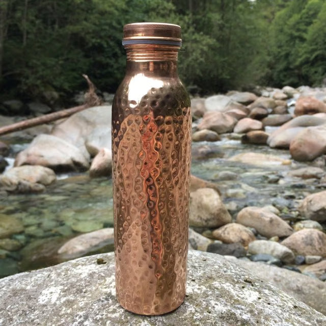 🔥100 % Copper✨ Handmade Polished Pure Copper Ayurvedic Water Bottle (Free Cup Brush)