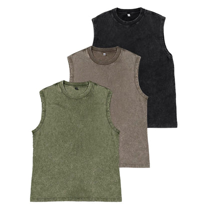 ⚡Hot Sales 49% OFF🔥Cotton Workout Tank Tops Sleeveless Acid Wash Tshirts Cut Off Muscle Shirts Loose Fit Running Gym Tees