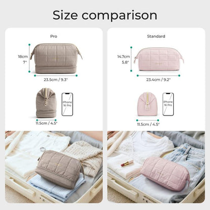 ⚡Hot Sales 49% OFF🔥Wide-Opening Quilted Cosmetic Bag – Multi-Pocket Makeup & Toiletry Organizer for Home and Travel