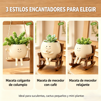 🍀Pokipot™ Maceta Feliz,Maceta con forma de carita sonriente, linda y perezosa🪴