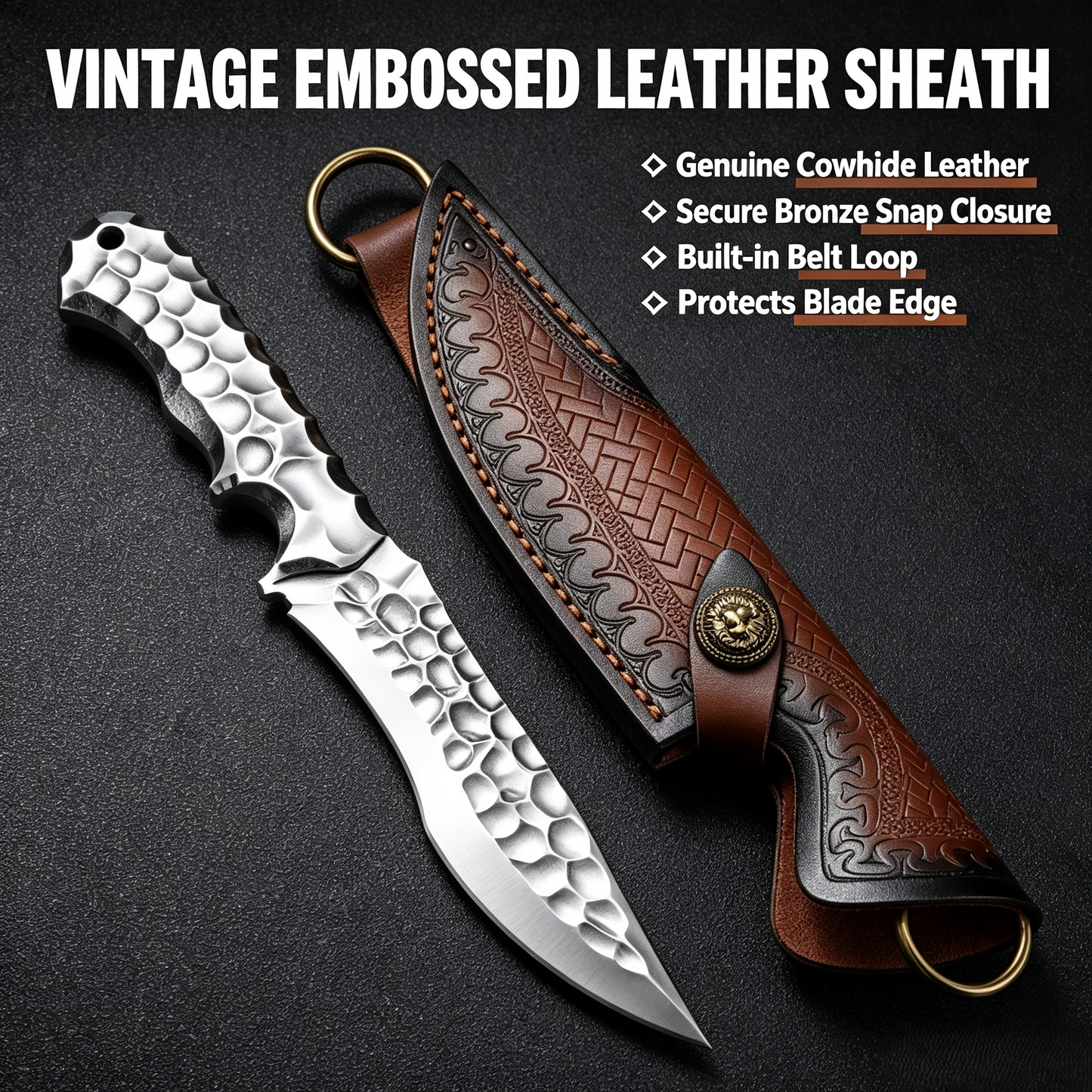 🔥Limited Time-50% OFF🔥Premium Handcrafted Vintage Forged Textured Keel Hunting Knife🗡️