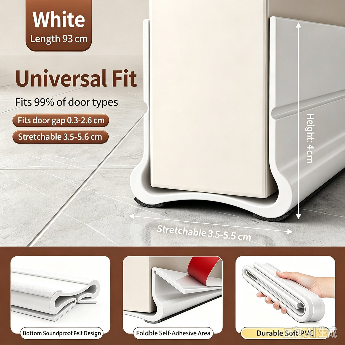 🚪 Triple-Seal Under Door Draft Stopper – Noise Reduction, Weather Protection & Energy-Saving Seal