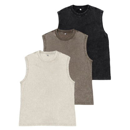⚡Hot Sales 49% OFF🔥Cotton Workout Tank Tops Sleeveless Acid Wash Tshirts Cut Off Muscle Shirts Loose Fit Running Gym Tees