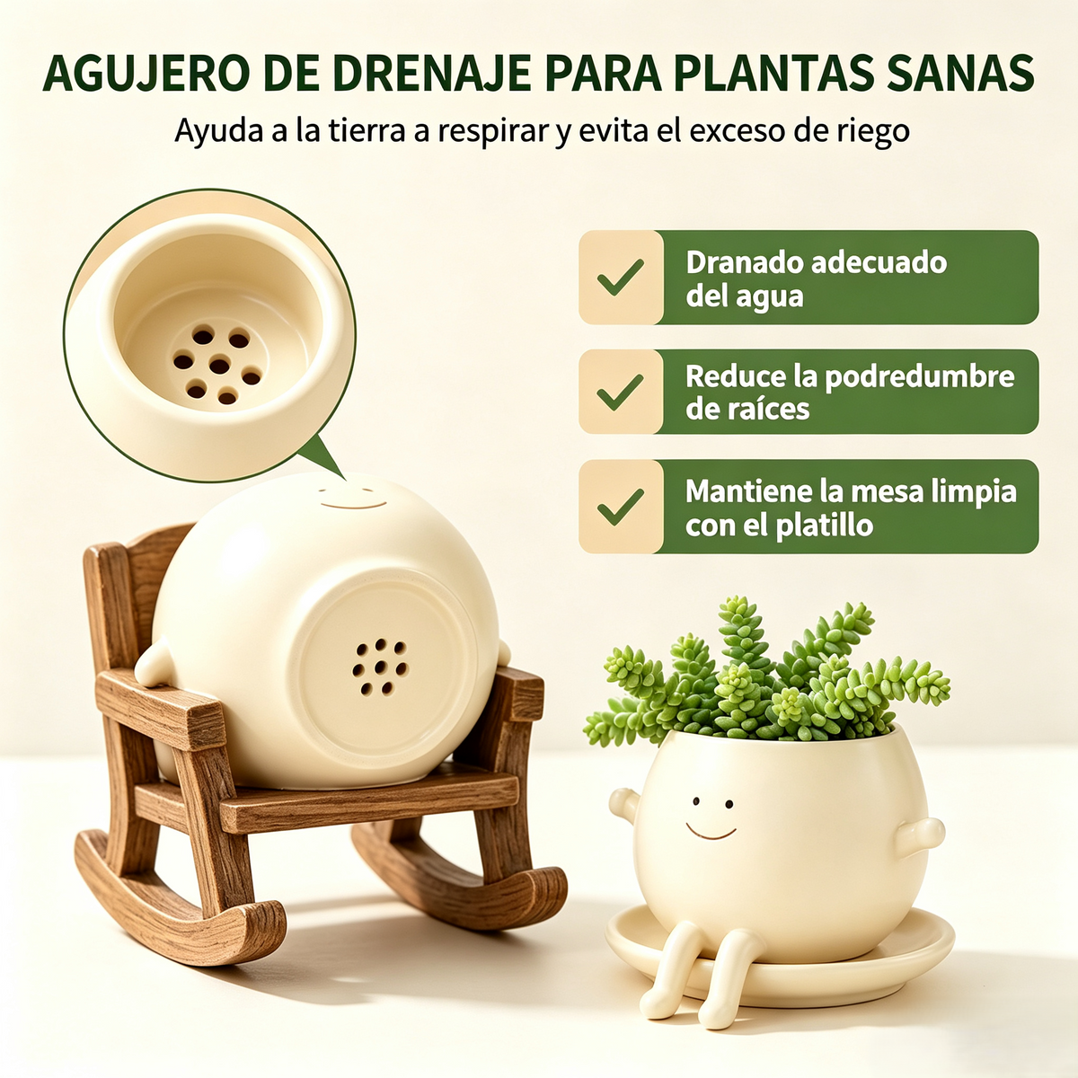 🍀Pokipot™ Maceta Feliz,Maceta con forma de carita sonriente, linda y perezosa🪴