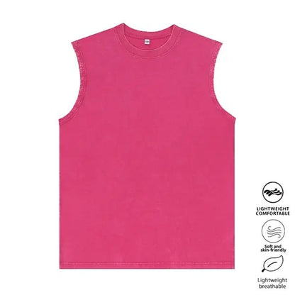 ⚡Hot Sales 49% OFF🔥Cotton Workout Tank Tops Sleeveless Acid Wash Tshirts Cut Off Muscle Shirts Loose Fit Running Gym Tees