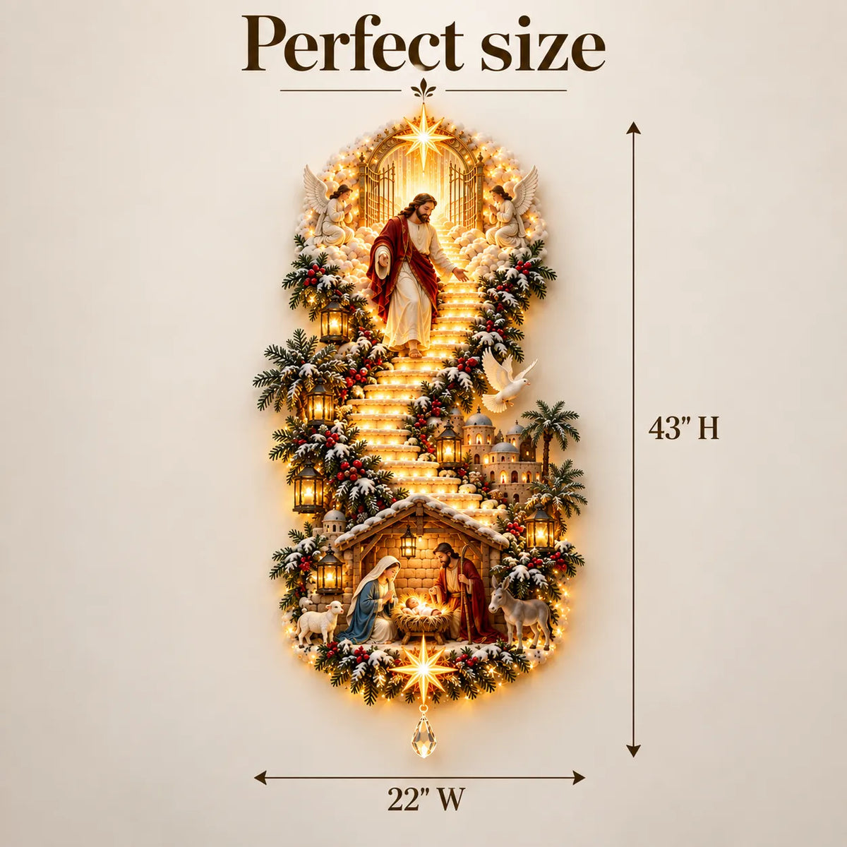 ✨ Last Day – 60% OFF!✨ Jesus Light of Heaven Christmas Wall Hanging✝️
