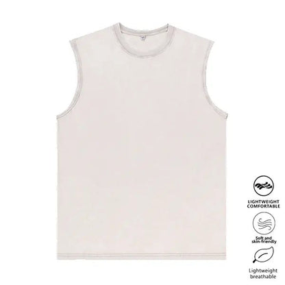 ⚡Hot Sales 49% OFF🔥Cotton Workout Tank Tops Sleeveless Acid Wash Tshirts Cut Off Muscle Shirts Loose Fit Running Gym Tees