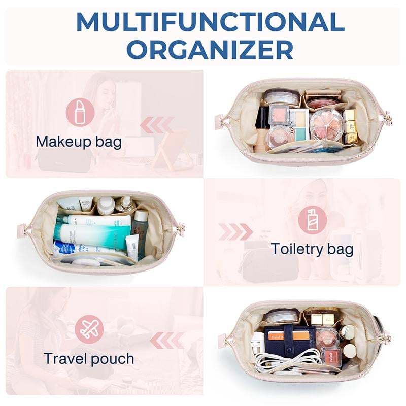 ⚡Hot Sales 49% OFF🔥Wide-Opening Quilted Cosmetic Bag – Multi-Pocket Makeup & Toiletry Organizer for Home and Travel
