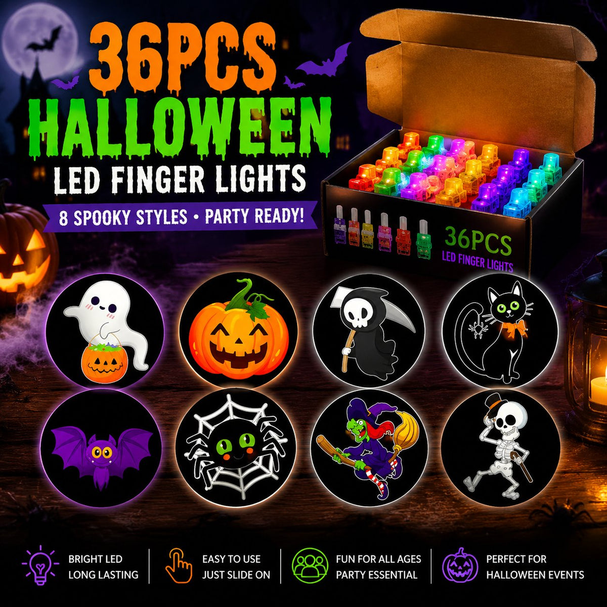 ⏰Limited Stock 49% OFF🎃Halloween Finger Projector Lights – Mini Pattern Projector