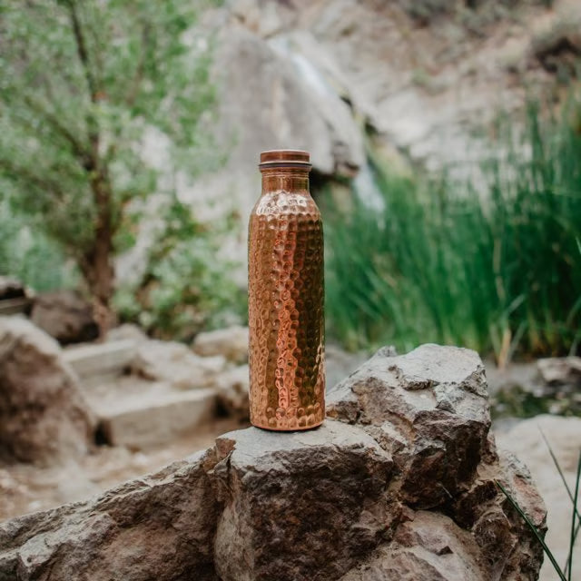 🔥100 % Copper✨ Handmade Polished Pure Copper Ayurvedic Water Bottle (Free Cup Brush)
