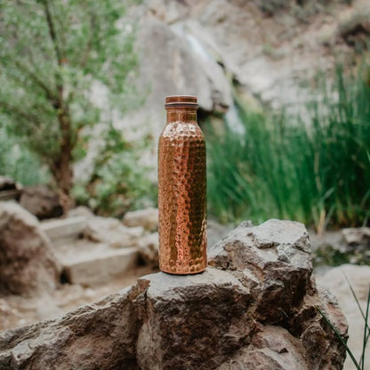 🔥100 % Copper✨ Handmade Polished Pure Copper Ayurvedic Water Bottle (Free Cup Brush)