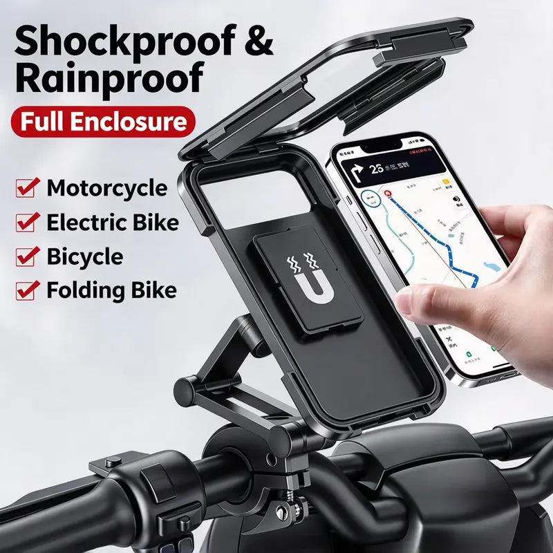 🚴 Waterproof Bike Phone Mount – 360° Rotating Shockproof Handlebar Holder for 4–6.7" Phones