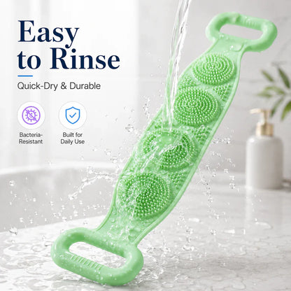 🛁 Double-Sided Back Scrubber – Flexible Silicone Bath Strap