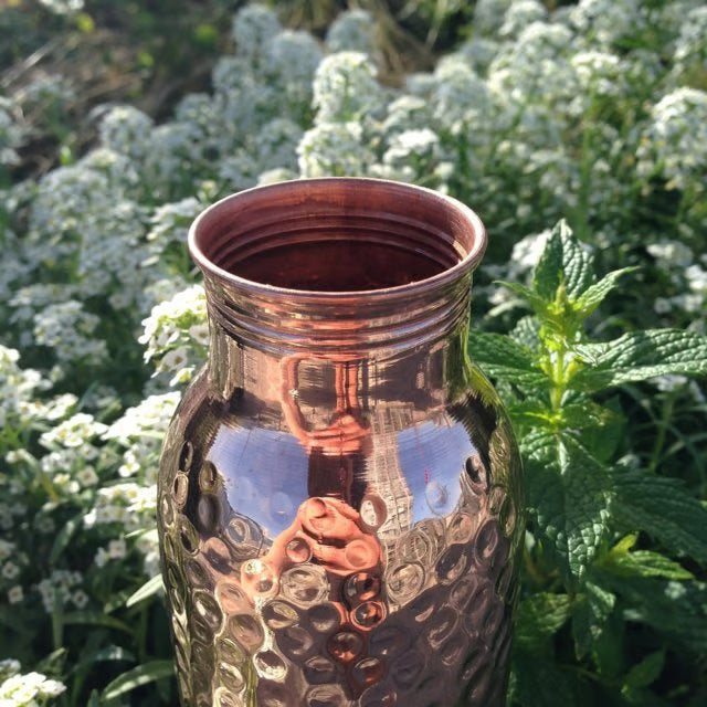 🔥100 % Copper✨ Handmade Polished Pure Copper Ayurvedic Water Bottle (Free Cup Brush)