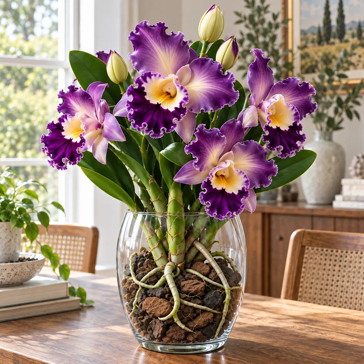 💎 Rare Ruffled Cattleya Orchid Rooted Pseudobulbs – Giant Exotic Bloom