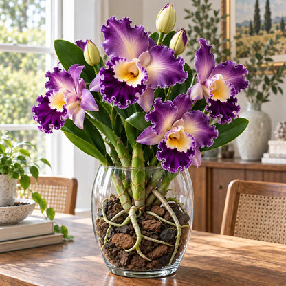 💎 Rare Ruffled Cattleya Orchid Rooted Pseudobulbs – Giant Exotic Bloom