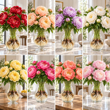 🌸 Rare Hydroponic Bicolor Peony Bulbs – Lush Double Blooms for Elegant Indoor Displays