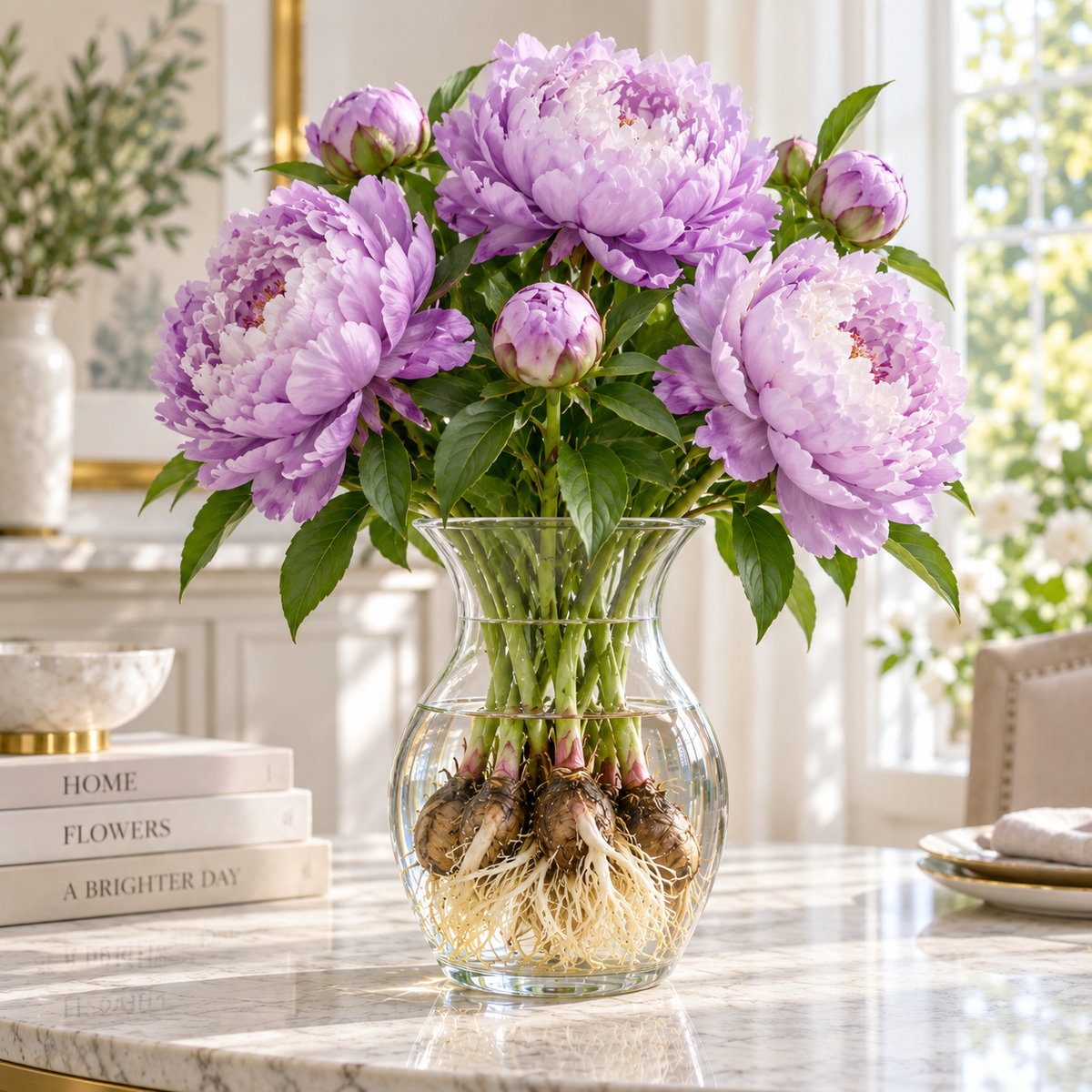 🌸 Rare Hydroponic Bicolor Peony Bulbs – Lush Double Blooms for Elegant Indoor Displays