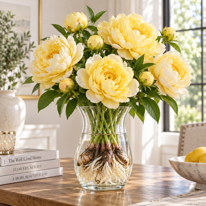 🌸 Rare Hydroponic Bicolor Peony Bulbs – Lush Double Blooms for Elegant Indoor Displays