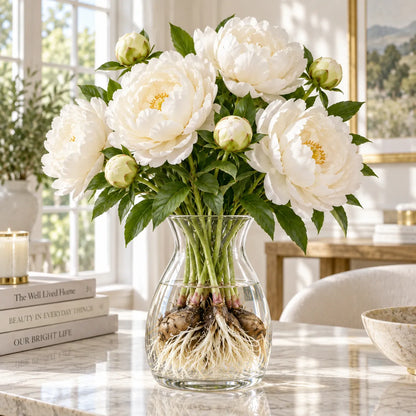 🌸 Rare Hydroponic Bicolor Peony Bulbs – Lush Double Blooms for Elegant Indoor Displays