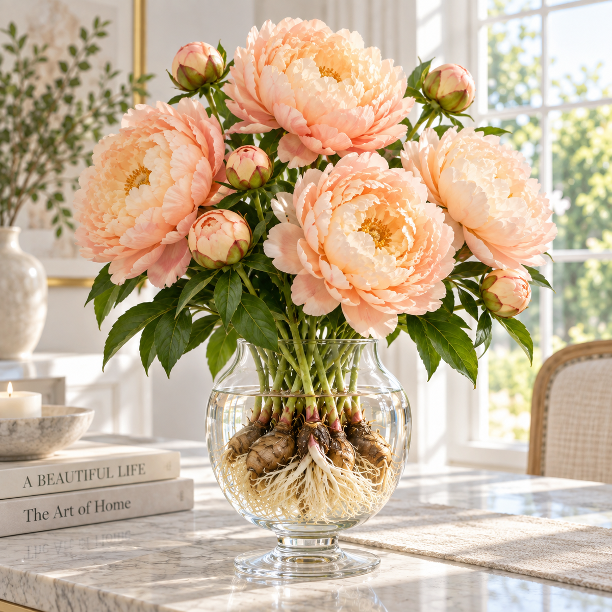 🌸 Rare Hydroponic Bicolor Peony Bulbs – Lush Double Blooms for Elegant Indoor Displays