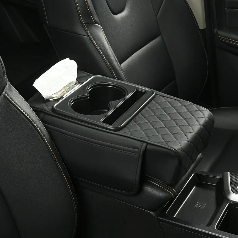 🏆Multifunctional PU Leather Car Armrest Box Mat